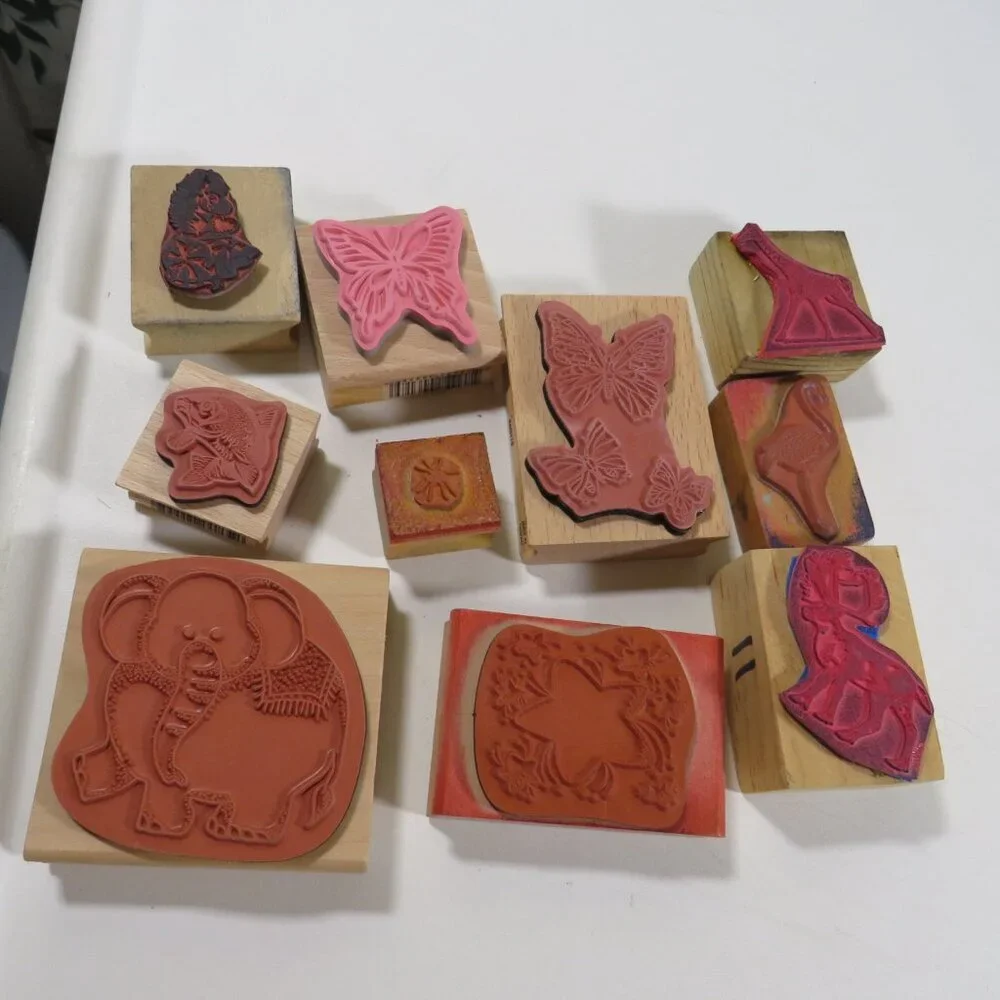 Animals (10) Rubber Stamps Wood Mounted